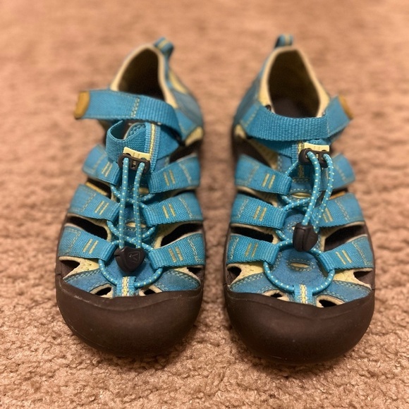Keen Newport H2 Waterproof Shoes Big Kids Size 3 US Aqua Blue Neon Green Sandals - Picture 1 of 8
